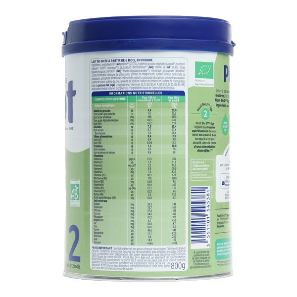 Picot lait 2ème âge bio