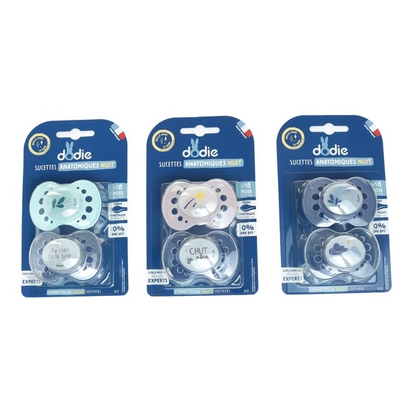 Dodie sucette anatomique silicone +18 mois Nuit