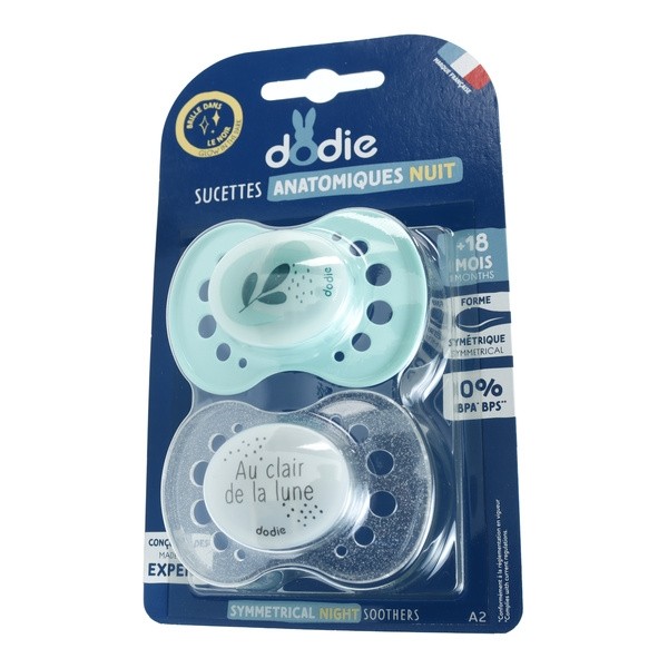 Dodie sucette anatomique silicone +18 mois Nuit