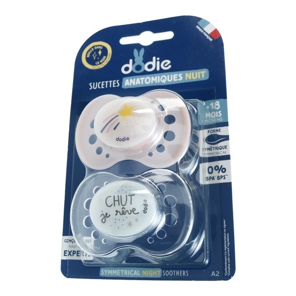 Dodie sucette anatomique silicone +18 mois Nuit