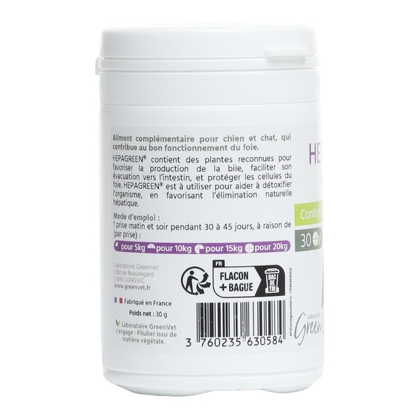 Greenvet Hepagreen comprimés Chien et chat