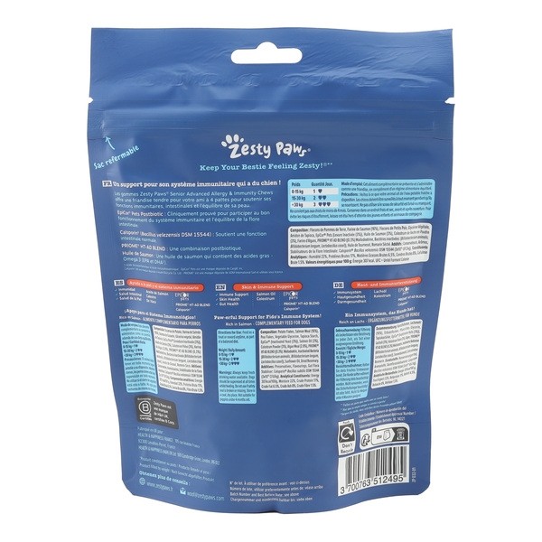 Zesty paws Allergie et immunité friandises pour chien âgé
