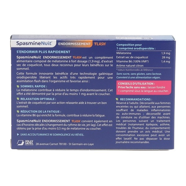 Spasmine Nuit Endormissement Flash comprimés