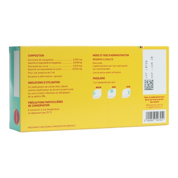 Oligosol Manganèse Cuivre ampoules