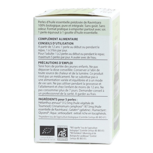 Pranarom Perles d'huile essentielle de Ravintsara Bio capsules