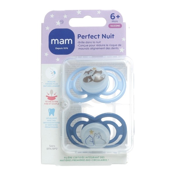 MAM Perfect Nuit Sucette symétrique silicone 18 mois et +