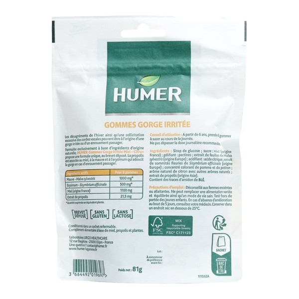 Humer Gommes gorge irritée