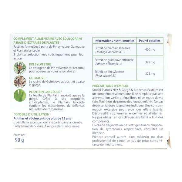 Stodal Plantes Nez gorge bronches pastilles citron