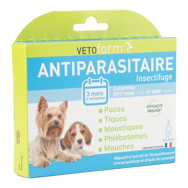 Vetoform antiparasitaire pour chien en pipettes