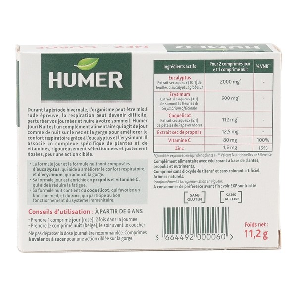 Humer Nez Gorge jour et nuit comprimés
