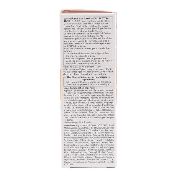 Eucerin Sun Protection Oil control gel crème teinté SPF 50+
