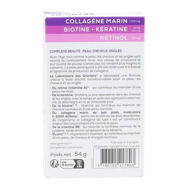 Granions Complexe beauté Peau Cheveux Ongles comprimés