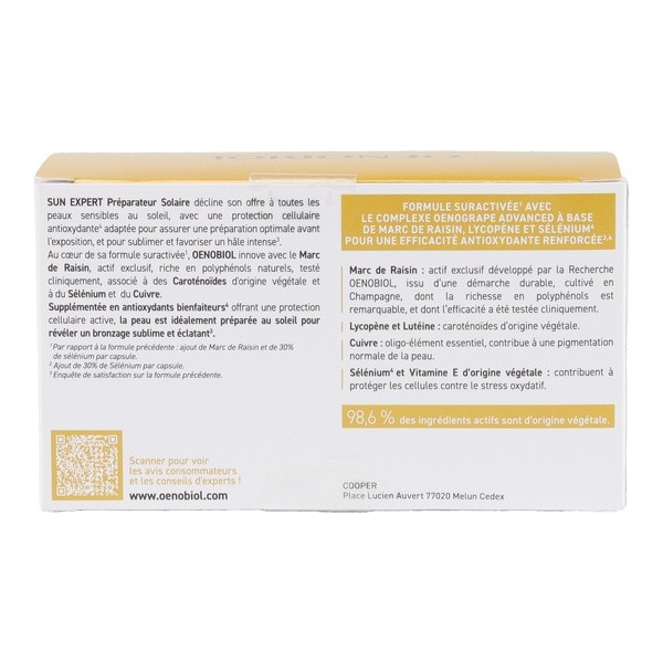 Oenobiol Sun Expert préparateur solaire peau sensible capsules