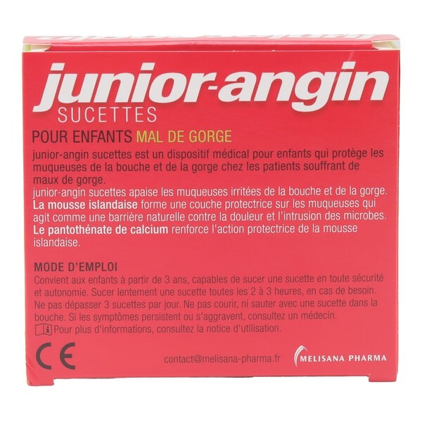 Junior Angin sucettes mal de gorge fraise
