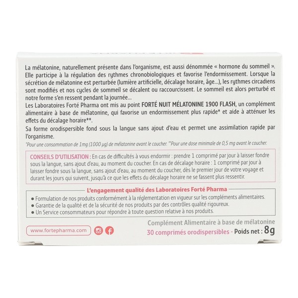 Forte Pharma FortéNuit Mélatonine 1900 Flash comprimés orodispersibles