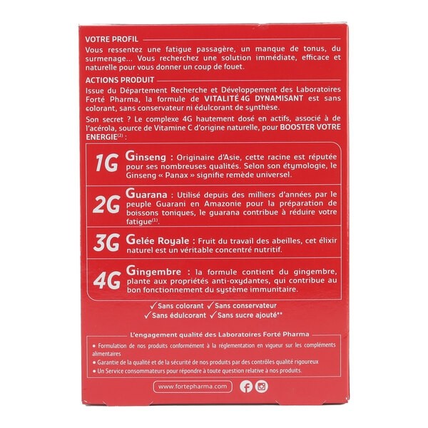 Forté Pharma Vitalité 4G Dynamisant ampoules