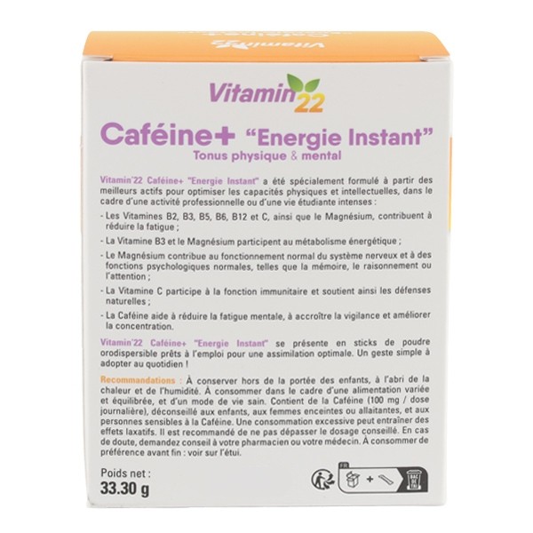 Vitamin'22 Caféine + Energie Instant sticks