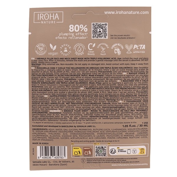 Iroha Nature Masque visage et cou repulpant