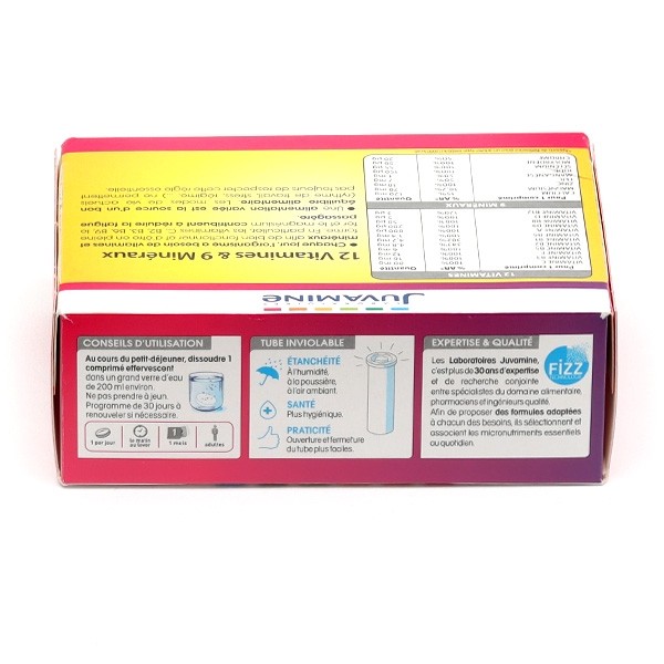 Juvamine 12 vitamines et 9 minéraux comprimés effervescents