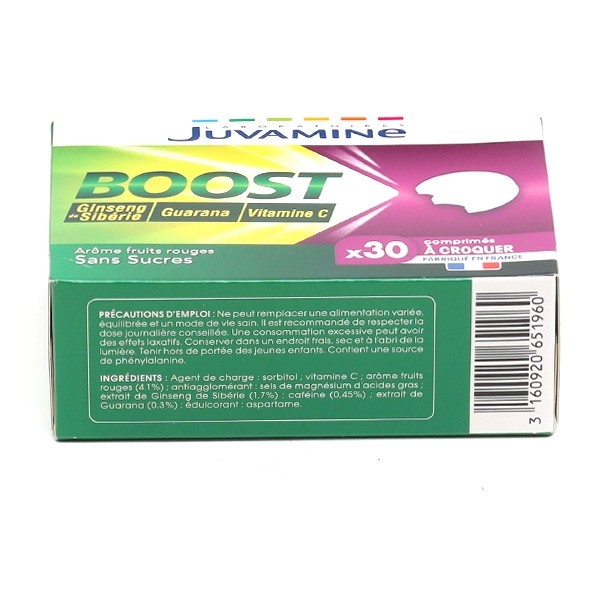 Juvamine Boost Ginseng de Sibérie guarana vitamine C à croquer