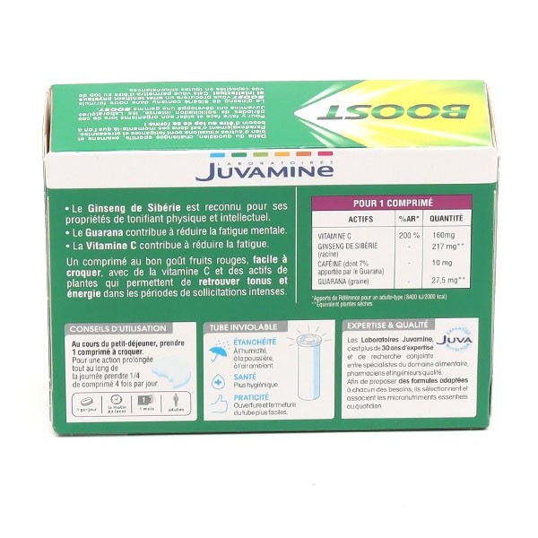 Juvamine Boost Ginseng de Sibérie guarana vitamine C à croquer