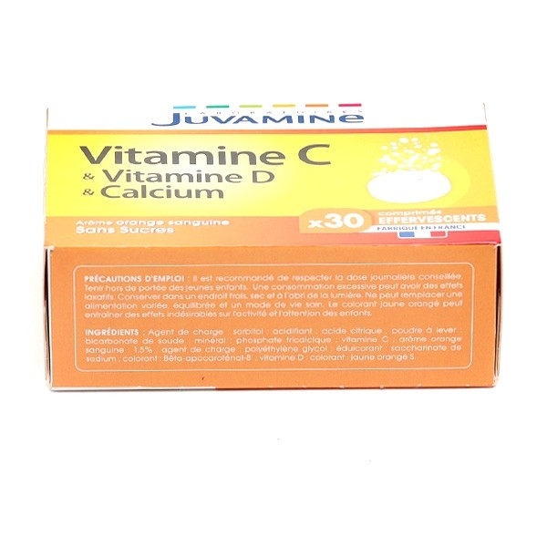 Juvamine Vitamine C, Vit D et Calcium comprimés effervescents