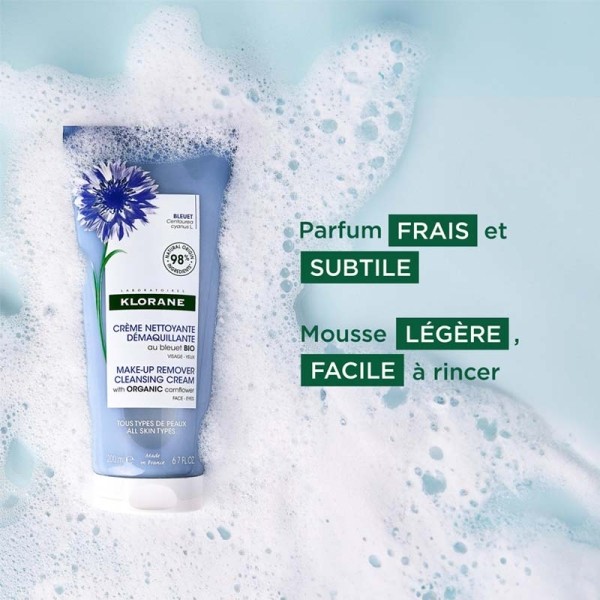 Klorane crème nettoyante démaquillante au bleuet bio