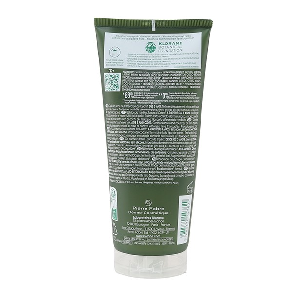 Klorane gel douche nutritif Ecorce de Cèdre