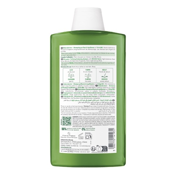 Klorane shampoing séboréducteur à l'ortie bio