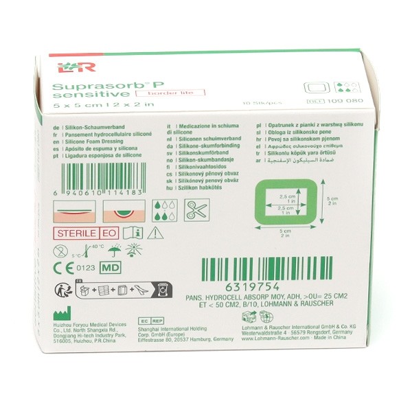 Lohmann Suprasorb P Sensitive Border lite pansement adhésif siliconé