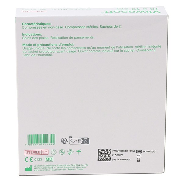 Compresse en non tissé 10 x 10 cm Lohmann Vliwasoft