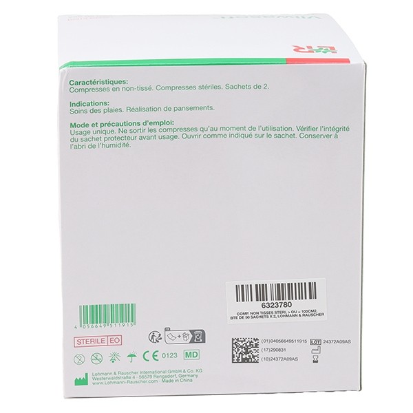 Compresse en non tissé 10 x 10 cm Lohmann Vliwasoft