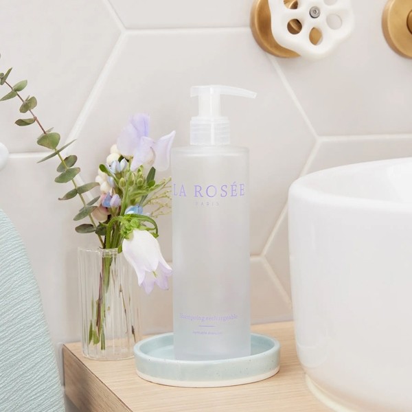 La Rosée flacon vide de shampoing en verre