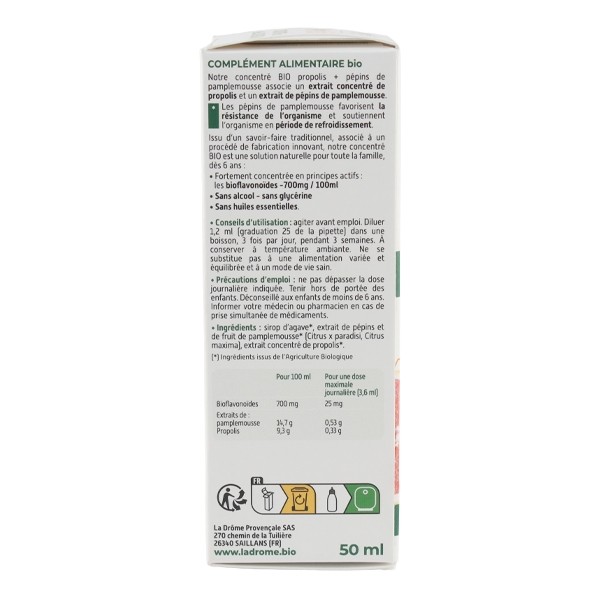 Ladrôme Propolis et Pépins de Pamplemousse concentré Bio