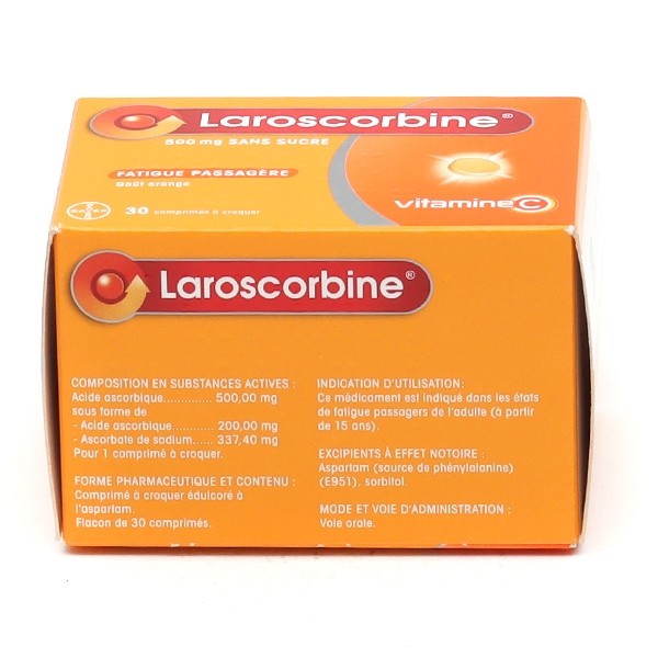 Laroscorbine 500 mg orange sans sucre comprimés à croquer