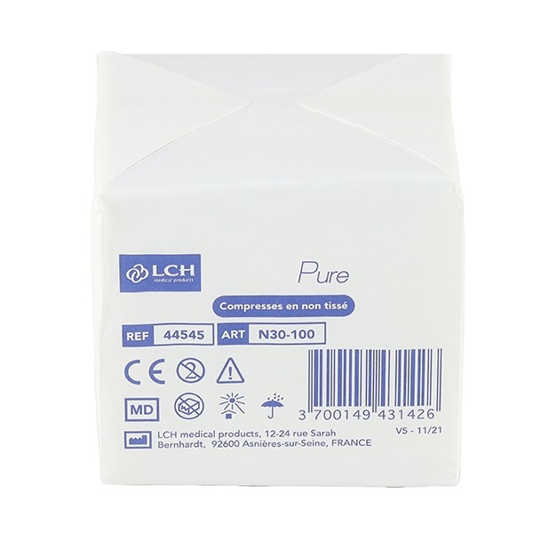 Compresses non tissées non stériles 10 x 10 cm LCH Pure