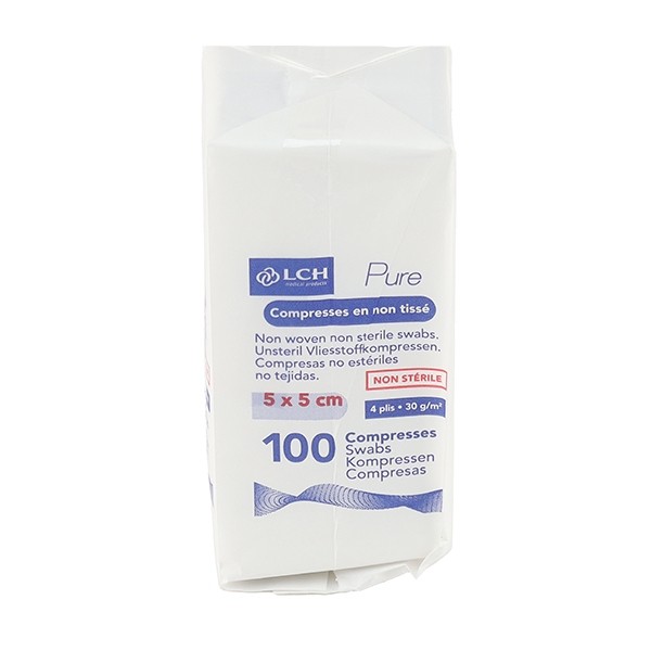 Compresses non tissées non stériles 5 x 5 cm LCH Pure