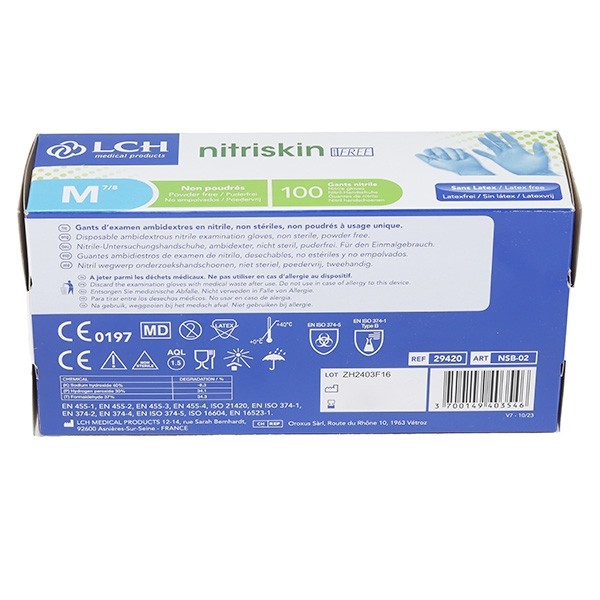 Gants nitrile non poudrés non stériles