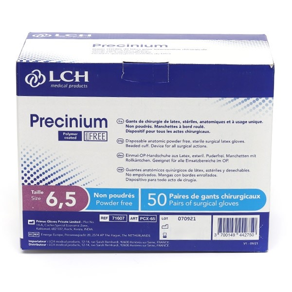 LCH Precinium gants latex non poudrés stériles 50 paires