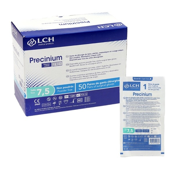 LCH Precinium gants latex non poudrés stériles 50 paires