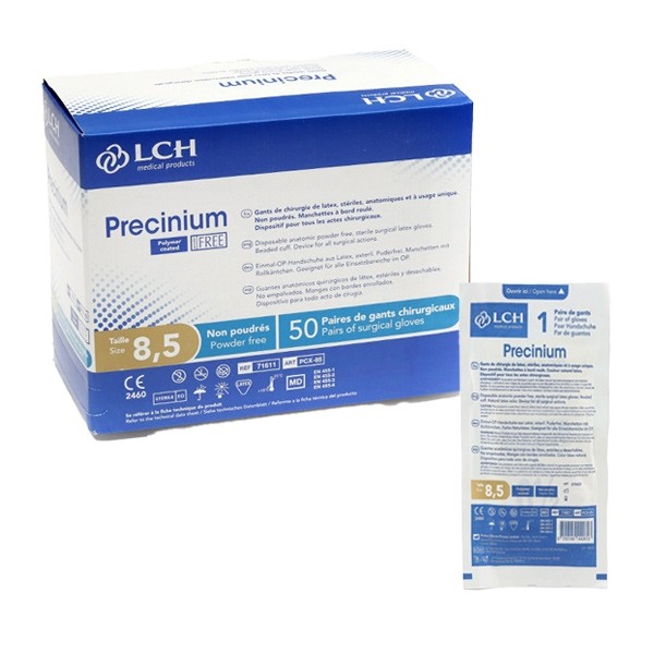 LCH Precinium gants latex non poudrés stériles 50 paires