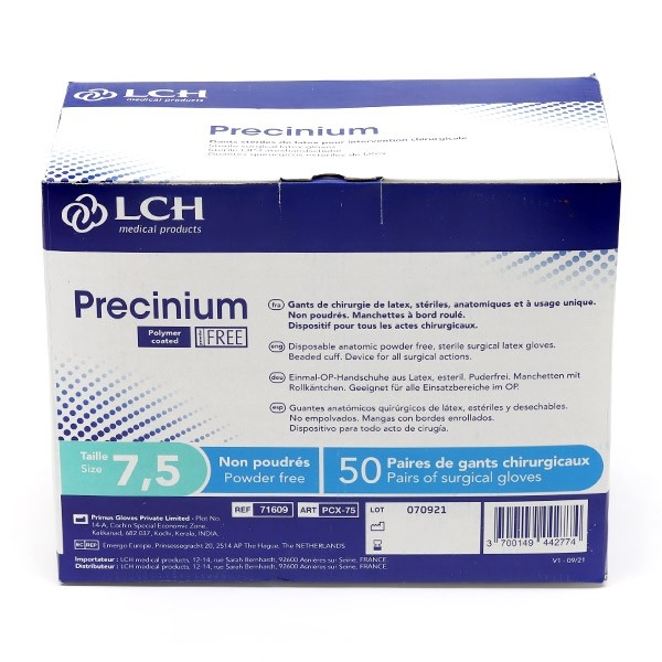 LCH Precinium gants latex non poudrés stériles 50 paires
