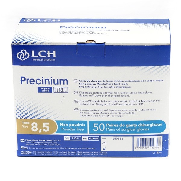 LCH Precinium gants latex non poudrés stériles 50 paires