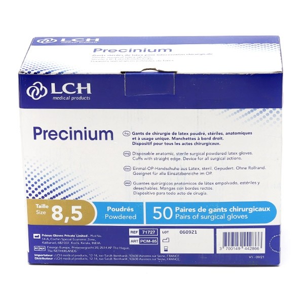 LCH Precinium gants latex poudrés stériles 50 paires