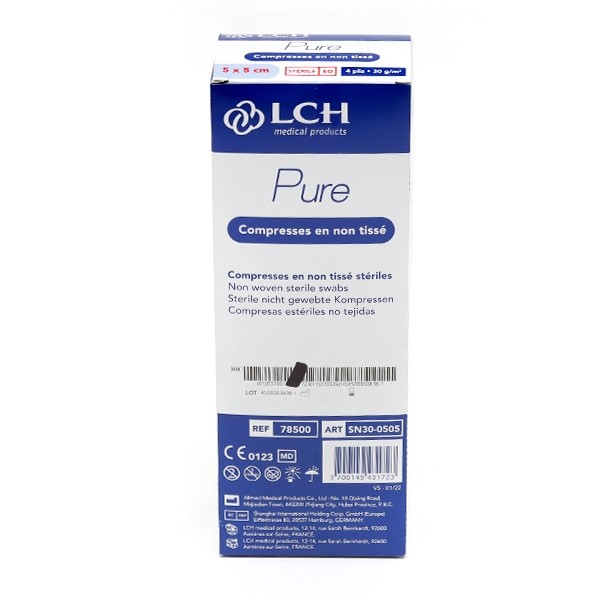 Compresses non tissées stériles 5 x 5 cm LCH Pure