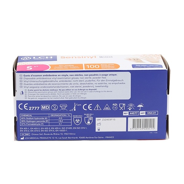 Gants en vinyle non poudrés