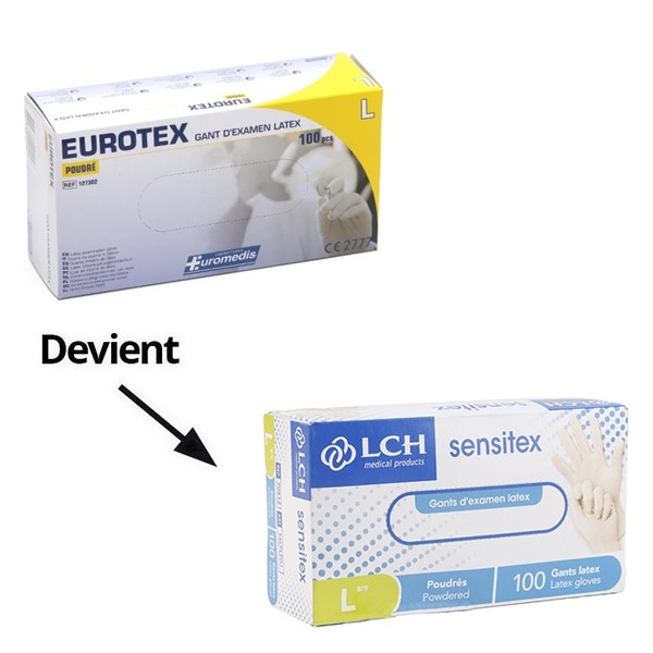 Gants latex poudrés par 100