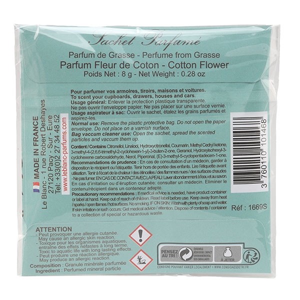 Sachet parfumé Le Blanc Parfum de Grasse désodorisant