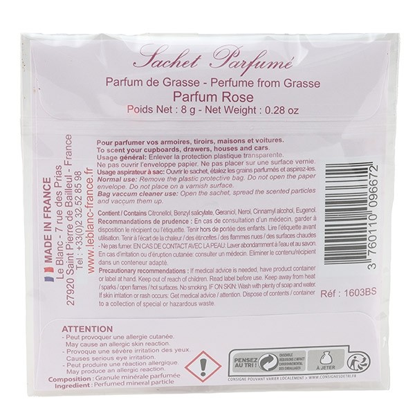 Sachet parfumé Le Blanc Parfum de Grasse désodorisant