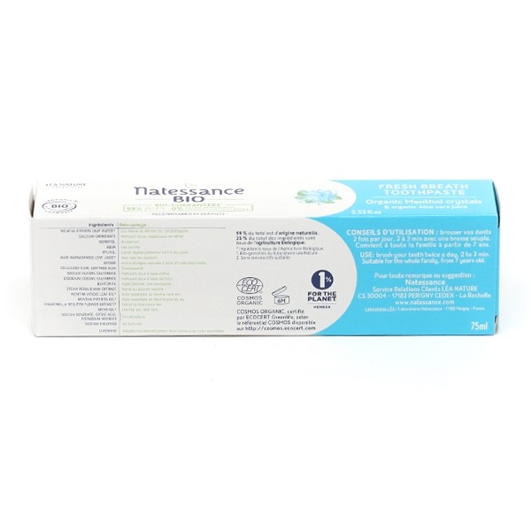 Natessance Dentifrice Haleine fraiche bio